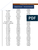 Comprehensive List of Irregular Verbs Infinitive Simple Present Present Participle
