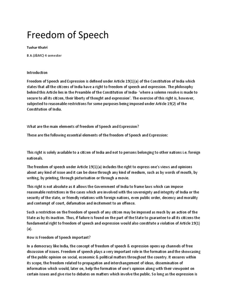 Freedom of Speech | PDF | Freedom Of Speech | Defamation