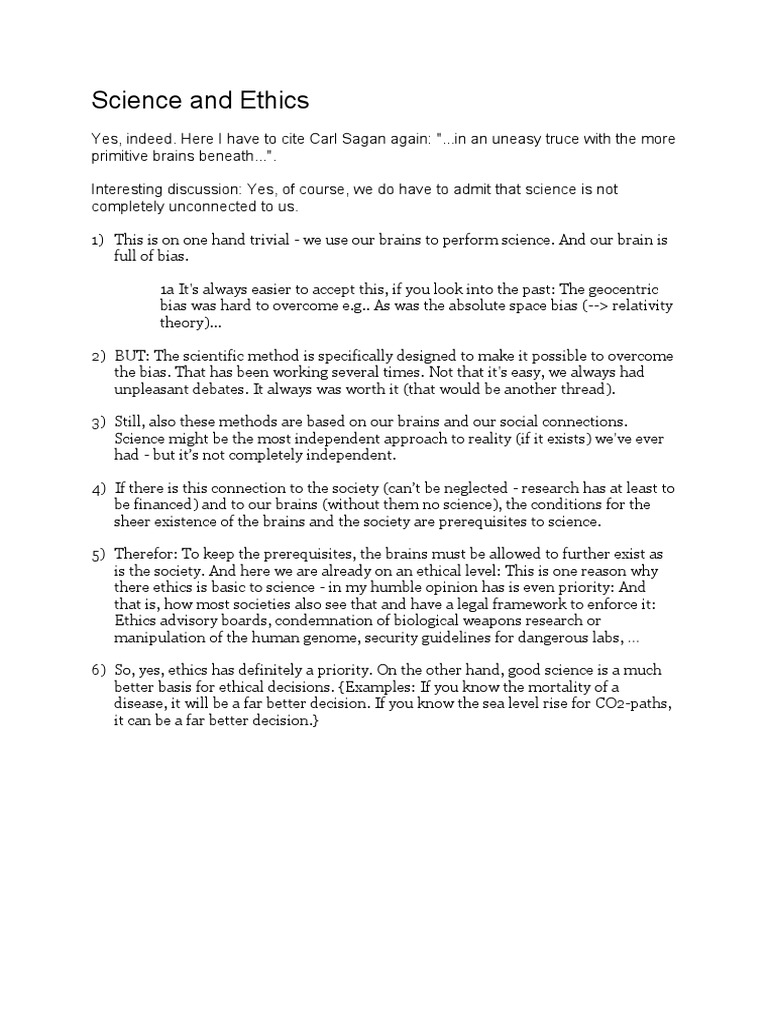 Science and Ethics | PDF