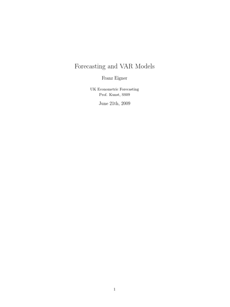 VAR Models for Multivariate Forecasting | PDF | Vector Autoregression ...