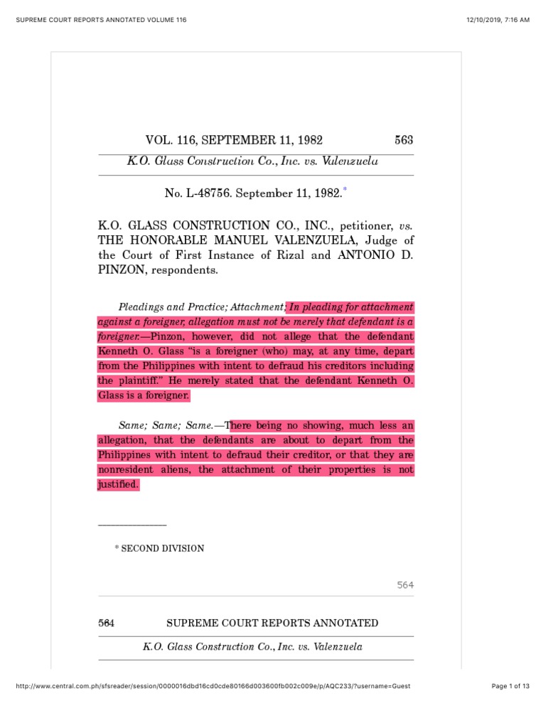KO Glass Construction v. Valenzuela | PDF | Complaint | Writ