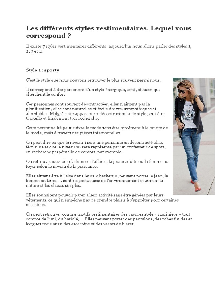 Différents styles outlet de vêtements