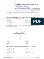 Subject:-Mathematics: District Level Open Book Examination: April - 2020