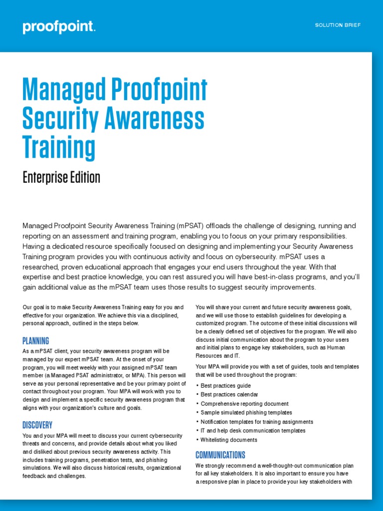 Managed Proofpoint Security Awareness Training: Enterprise Edition ...