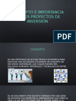 CONCEPTO E IMPORTANCIA DE LOS PROYECTOS de Inversión