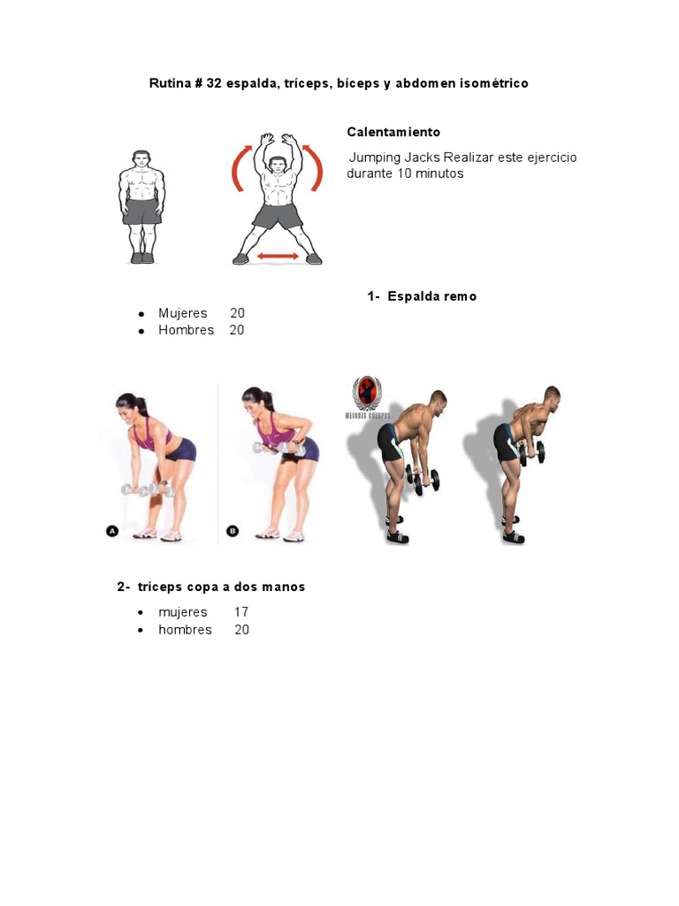 Rutina Espalda Y Triceps Rutina # 32 Espalda, Triceps y Biceps | PDF