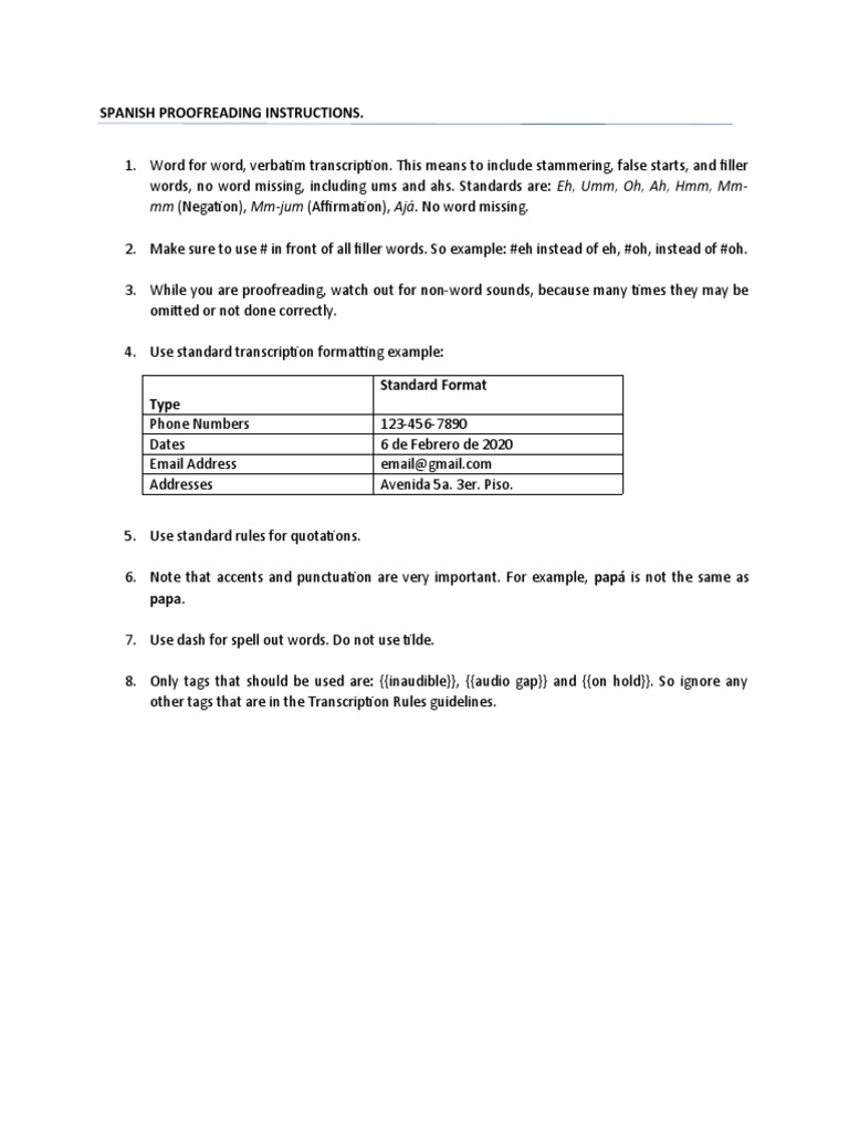 Spanish Proofreading Instructions | PDF | Career & Growth | Foreign ...
