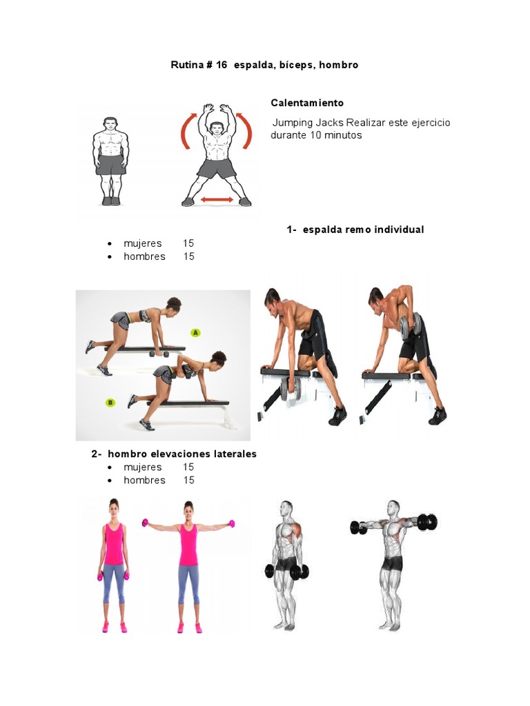 Rutina Espalda Y Triceps Rutina # 16 Espalda, Biceps, Hombros | PDF