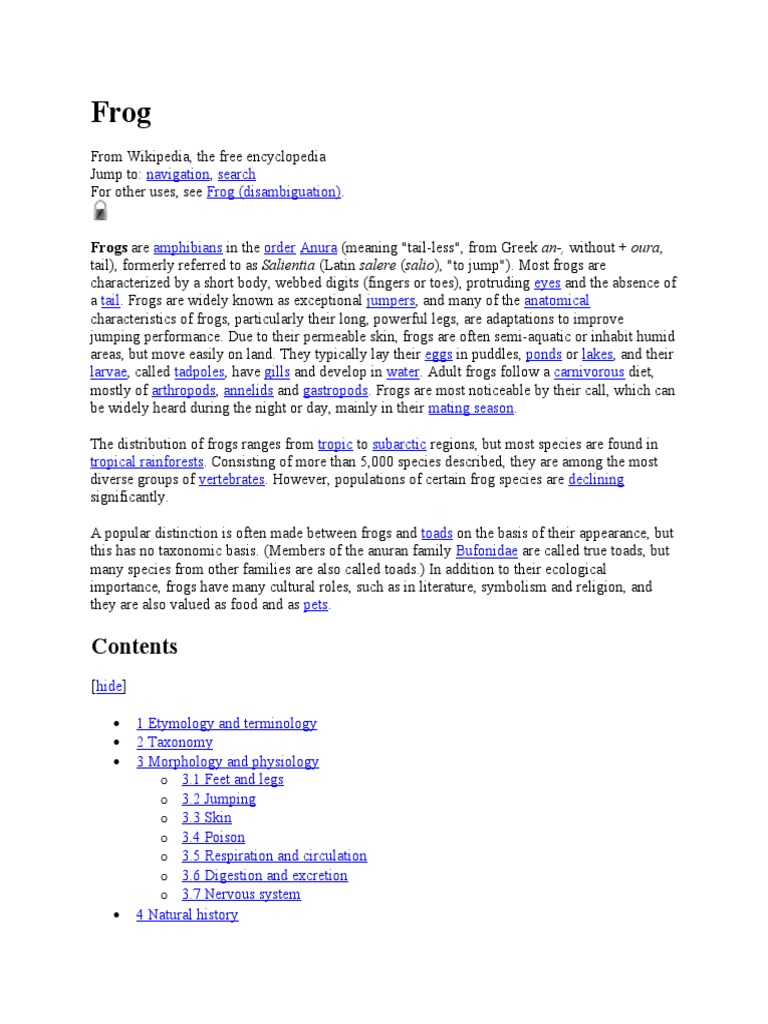 Frog | PDF | Frog | Zoology