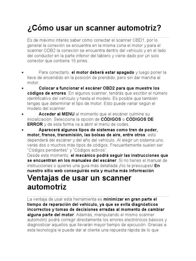 Scanner Automotriz – Qué es, cómo funciona, tipos e instrucciones de uso.