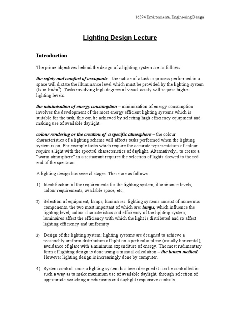 Lighting Design Course Overview | PDF | Lighting | Architectural Elements