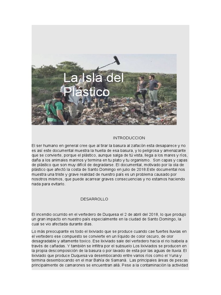 La Isla del Plástico: Realidad y Soluciones | PDF | Vertedero | El plastico
