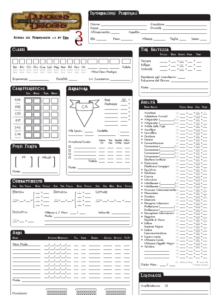 [Scheda] D&D 3.5 - Scheda Del Personaggio II