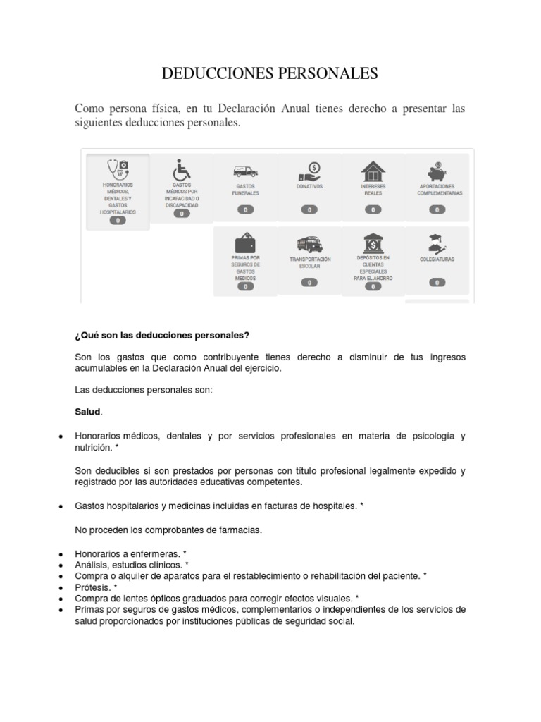 Deducciones Personales 2025: Guía Completa | PDF | Tarjeta de crédito ...