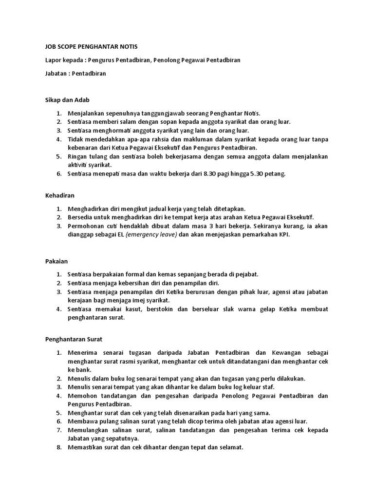 Job Scope Penghantar Notis PDF