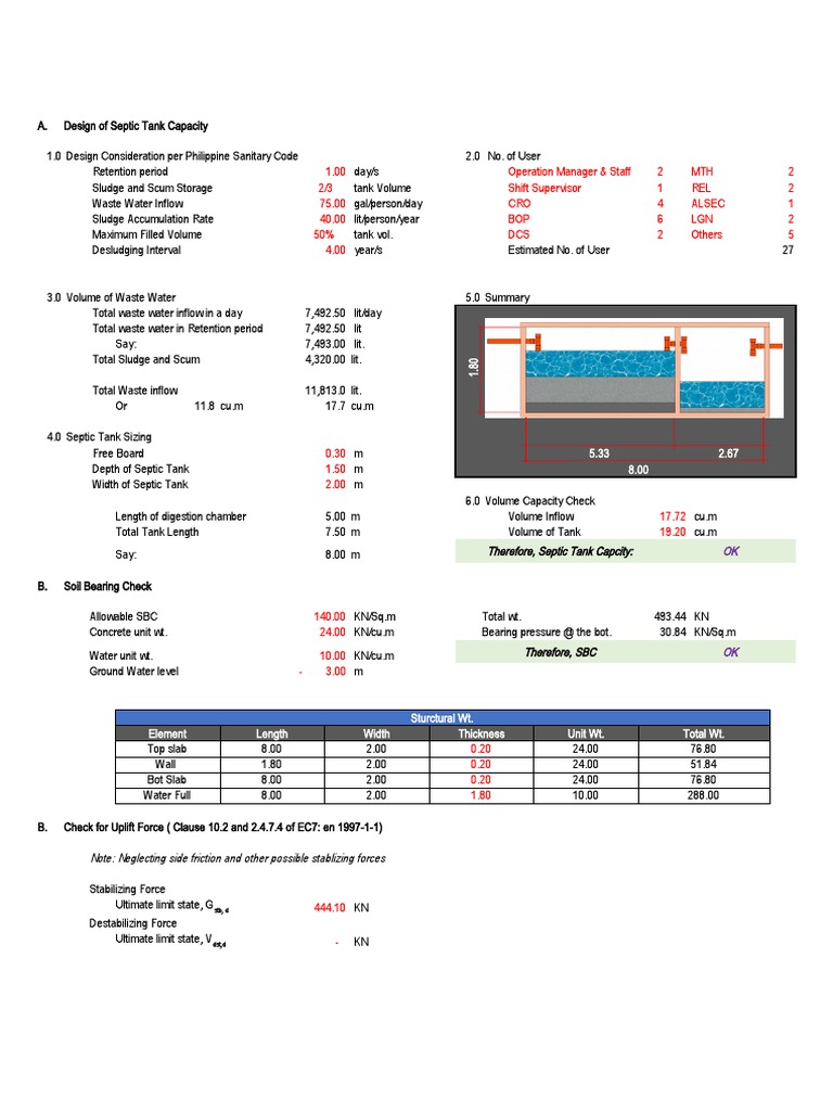 Septic Tank Design and Capacity Guide | PDF | Septic Tank | Waste ...