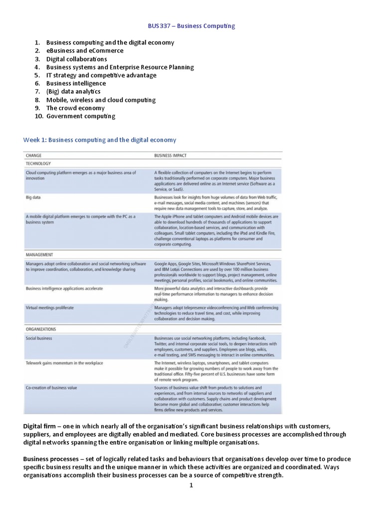 Business Computing in the Digital Economy | PDF | Customer Relationship ...