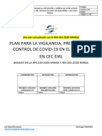 Plan para La Vigilancia, Prevención y Control de Covid-19 en El Trabajo - RM-239-2020-MINSA y 265.2020-MINSA (V. 3.0)