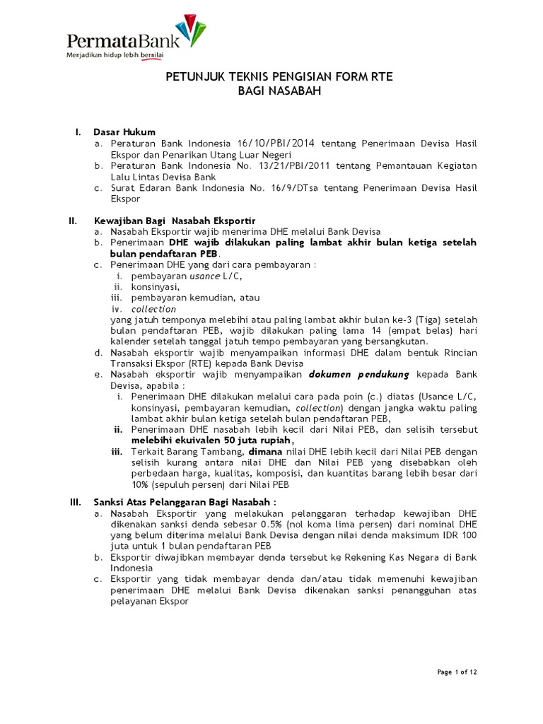 Penyampaian RTE untuk Bank Devisa | PDF