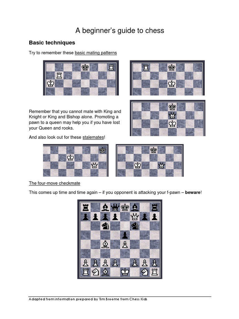 A Beginner's Guide To Chess: Basic Techniques | PDF | Abstract Strategy ...