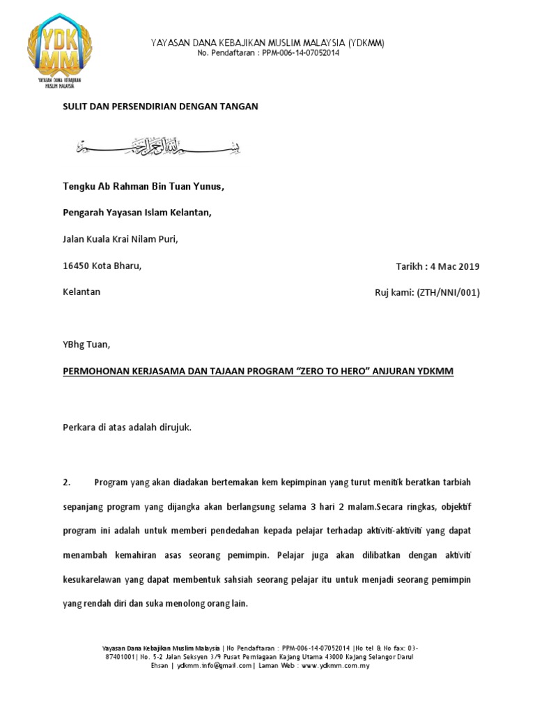 Surat Permohonan Zth Ke Yik Pdf