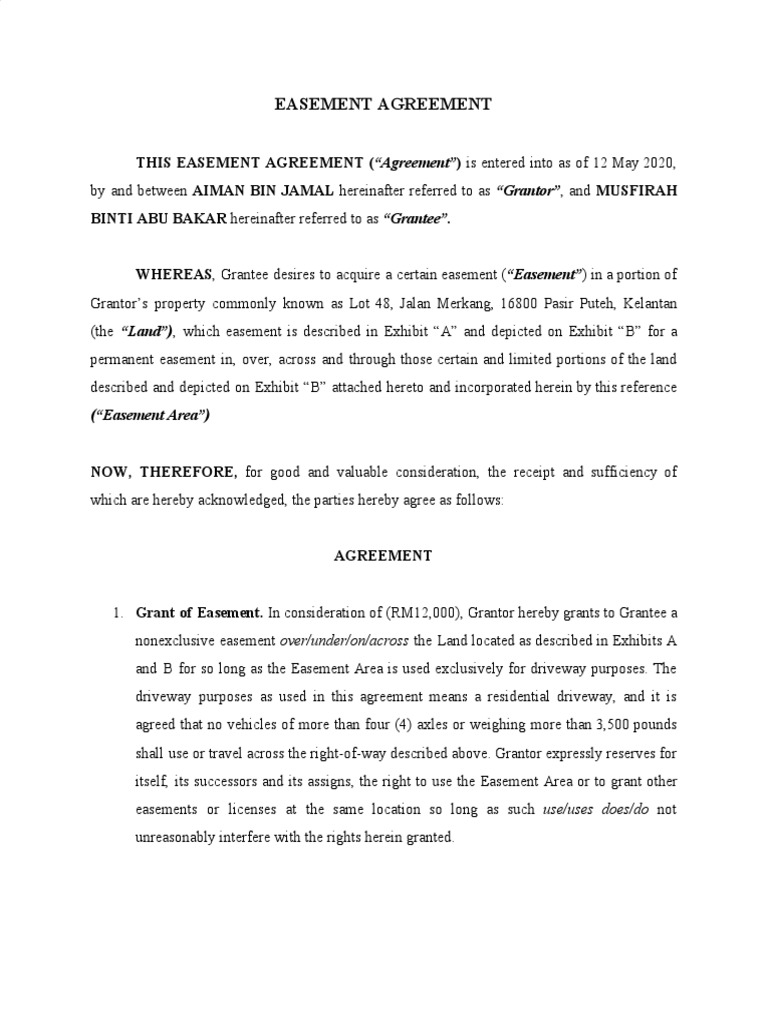 Easement Agreement PDF Easement Indemnity