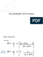 Anualidades (Fórmulas)
