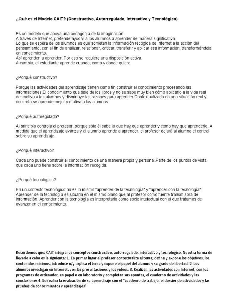 Qué Es El Modelo CAIT | PDF | Aprendizaje | Evaluación
