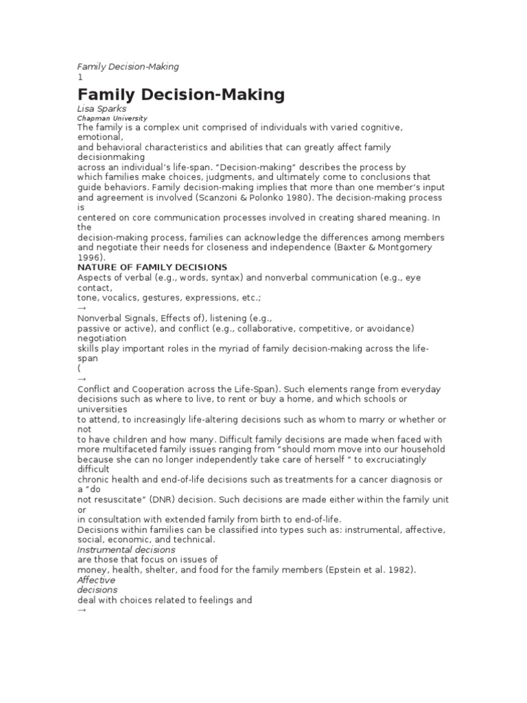 decision making in family essay