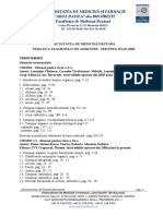 Tematică Concurs Admitere Chimie Iulie 2020