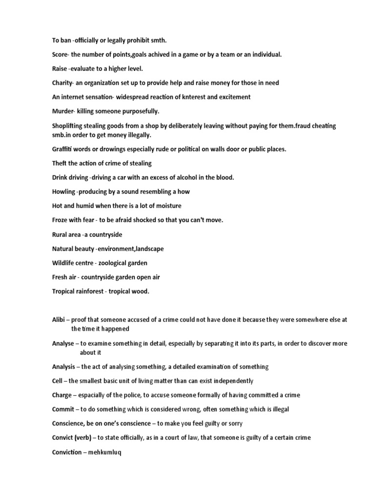 Crime Vocabulary and Definitions Guide | PDF | Dna Profiling | Public Law