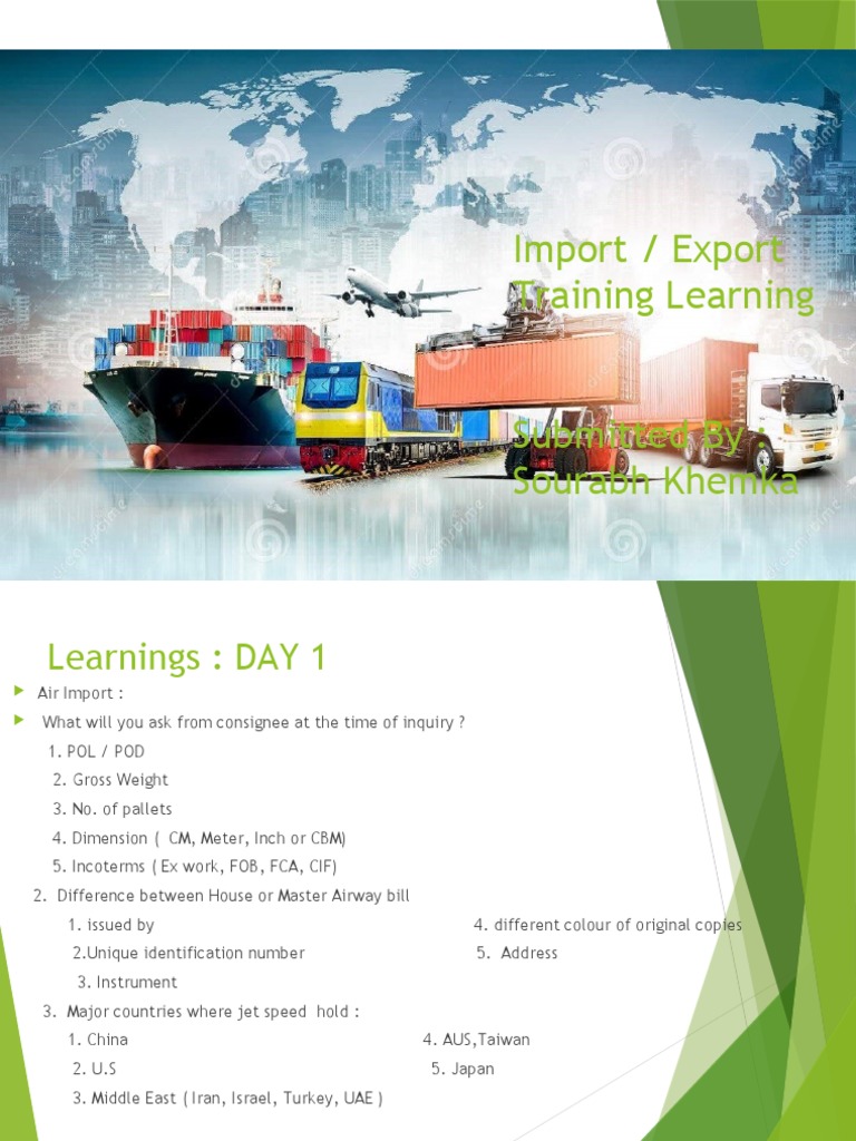 Import / Export Training Learning | PDF | Cargo | Supply Chain Management