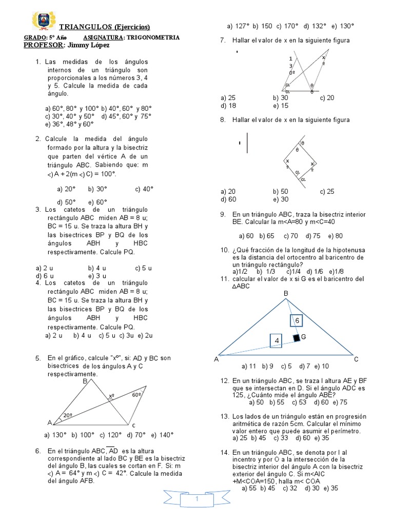Triangulos 5to Ano Ejercicios Geometria Triangular Triangulo