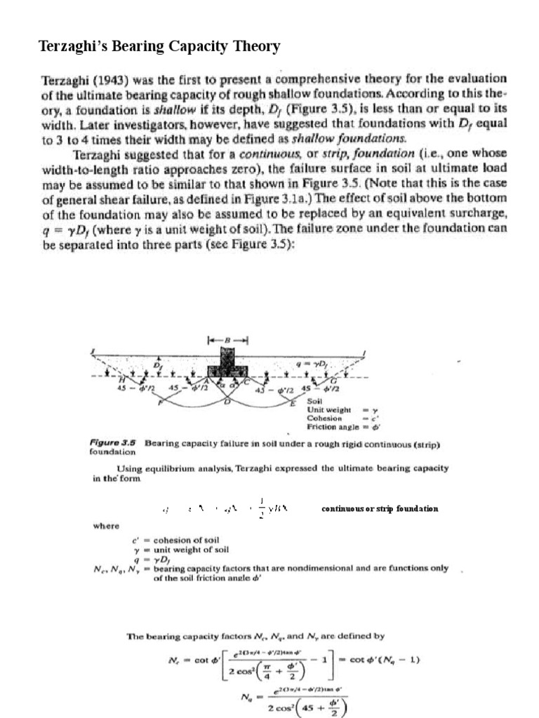 Terzaghi's Bearing Capacity | PDF