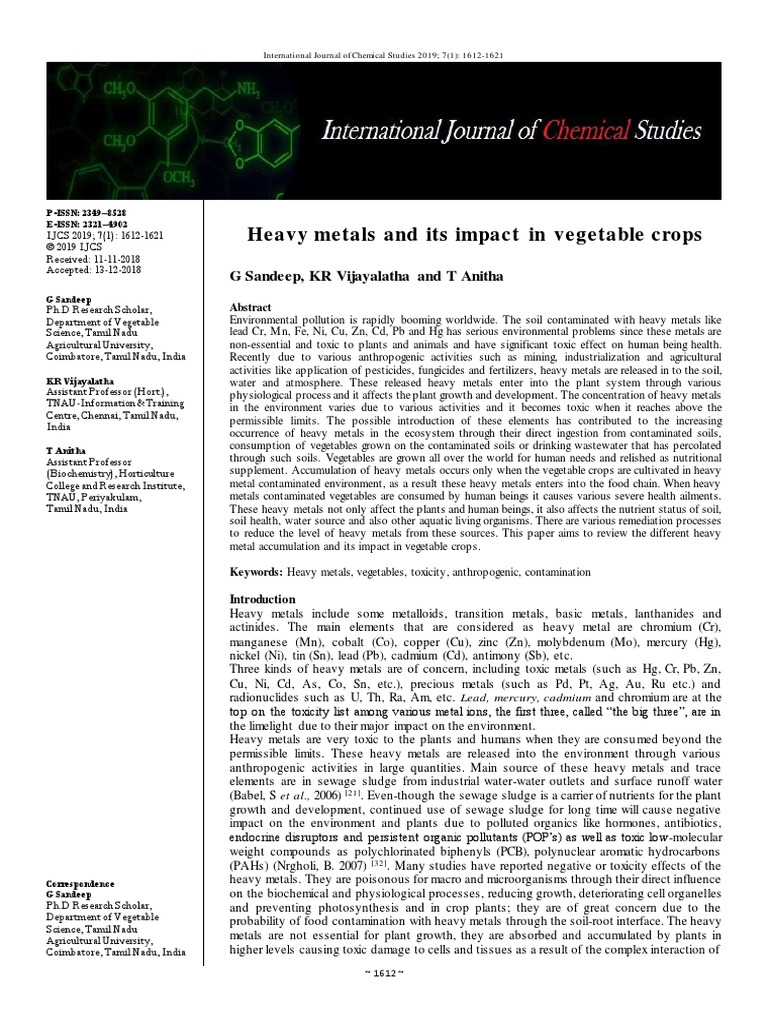 Heavy Metals and Its Impact in Vegetable Crops | PDF | Fertilizer | Soil