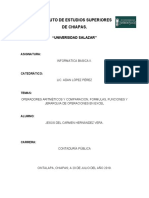 Operadores aritméticos, fórmulas y funciones en Excel