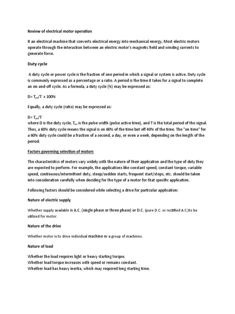 Understanding Motor Duty Cycle Basics | PDF | Technology & Engineering