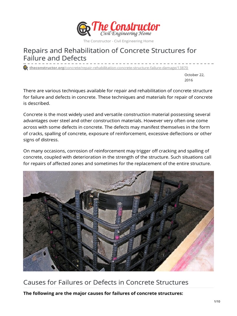 Repairs and Rehabilitation of Concrete Structures For Failure and ...