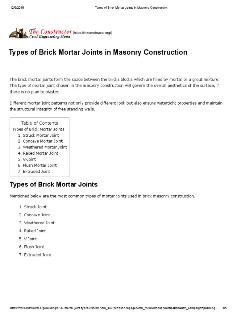 The Different Types of Brick Mortar Joints and Their Uses in Masonry