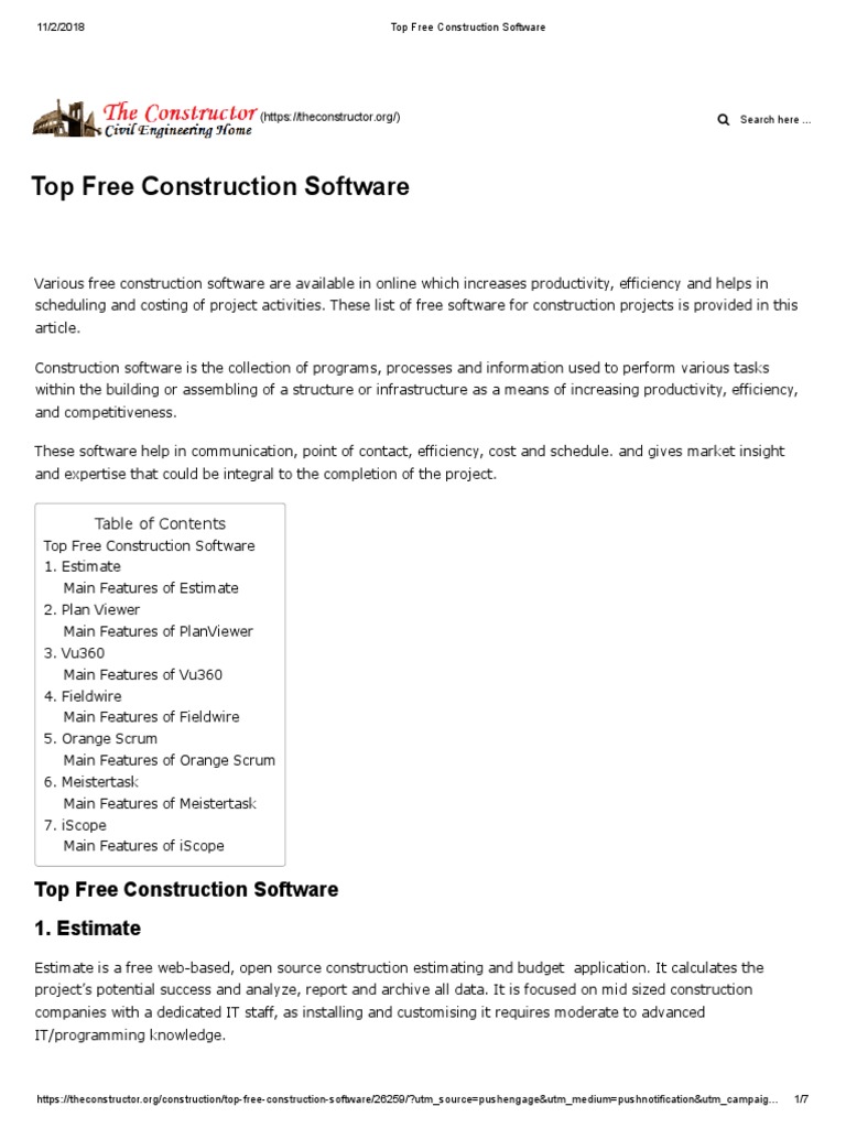 Top Free Construction Software Options | PDF | Software | Application ...