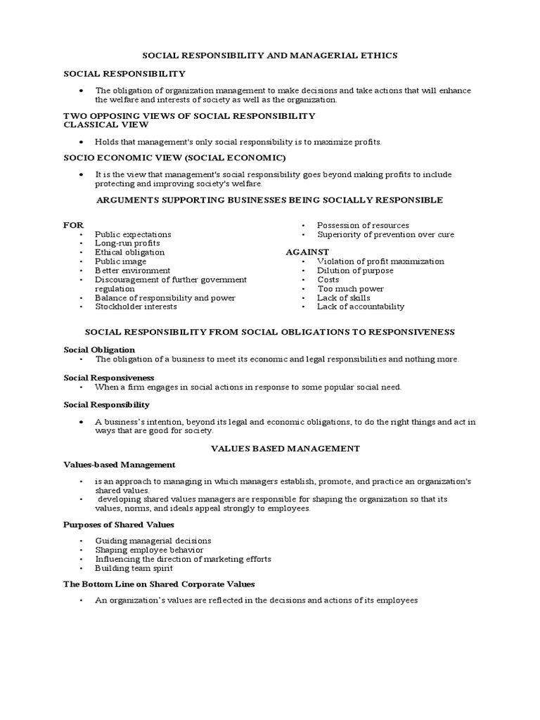Social Responsibility in Management | PDF | Value (Ethics) | Morality