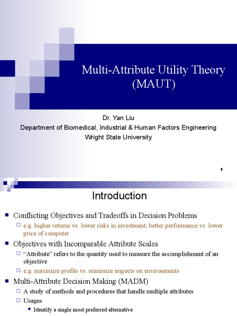 Multi-Attribute Utility Theory Explained | PDF | Utility