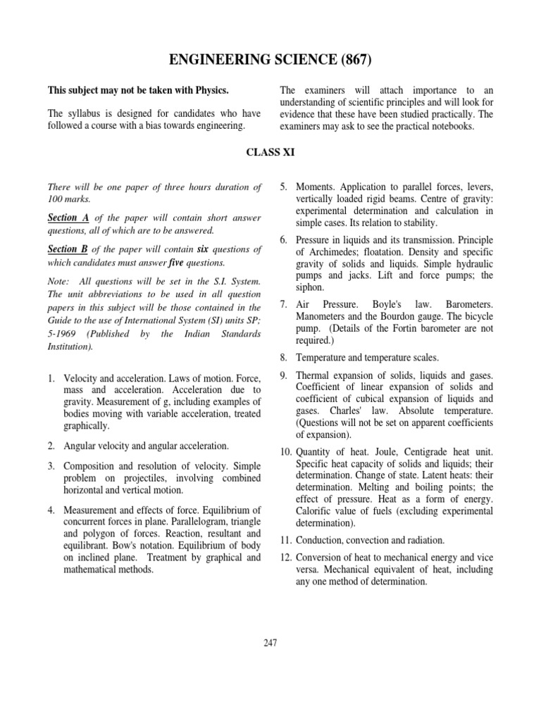 Engineering Science Exam Guide | PDF | Heat | Force