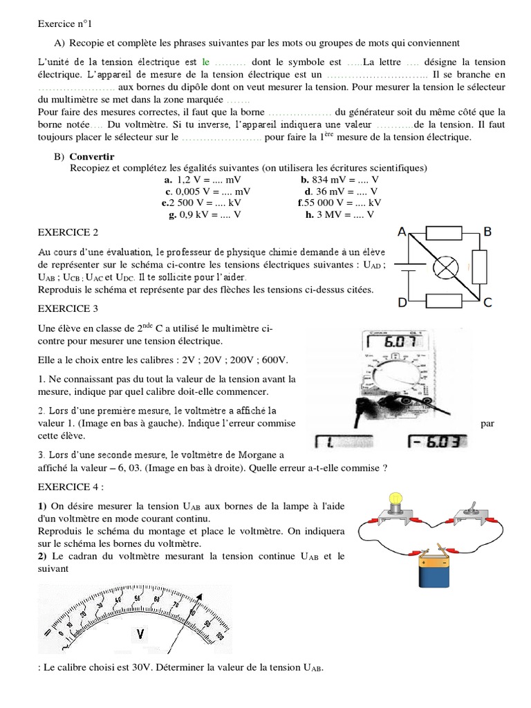 Mesurer une tension électrique 💡 - Utilisation du Voltmètre, Physique