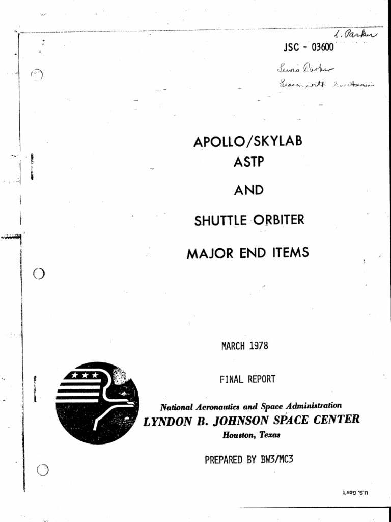 Apollo Skylab ASTP and Shuttle Orbiter Major End Items PDF Apollo
