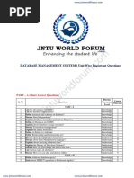 DATABASE MANAGEMENT SYSTEMS Unit Wise Important Questions: PART - A (Short Answer Questions)