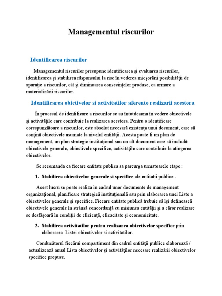 Managementul Riscurilor | PDF