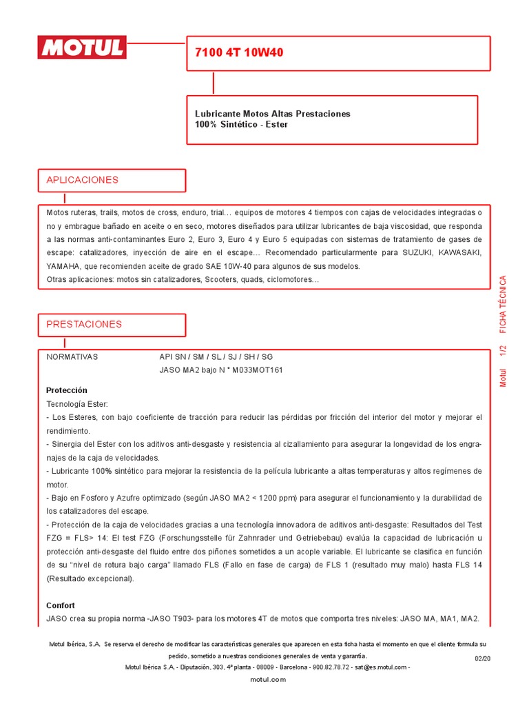 Motul 10W-40 | PDF | Lubricante | Vehículos