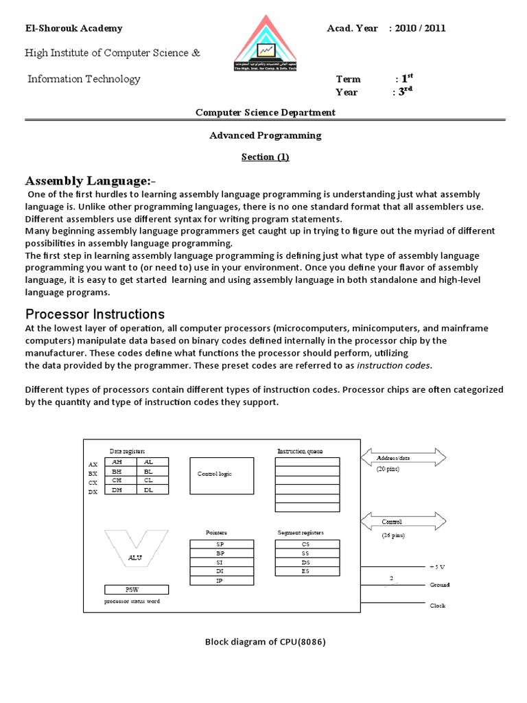 Assembly Language Processor Instructions PDF Java Virtual Machine Assembly Language