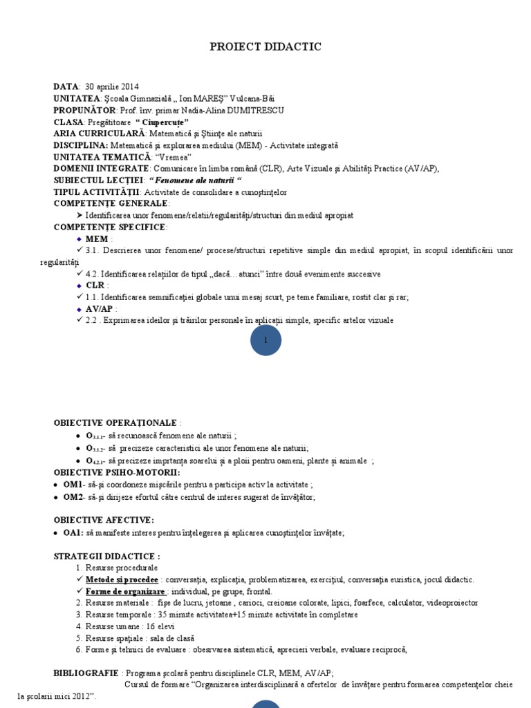 202 Proiect Didactic | PDF